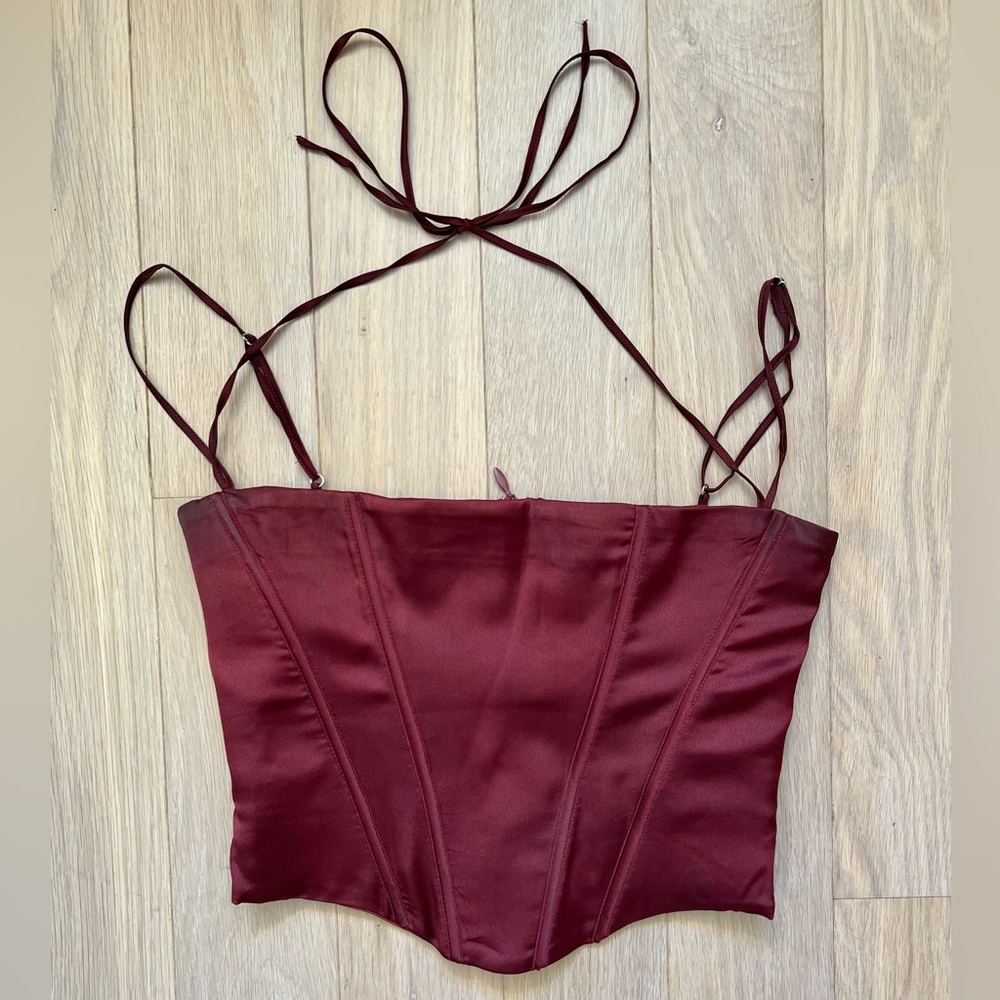 House of CB Cropped Satin Corset Bustier Top - Picture 2 of 8